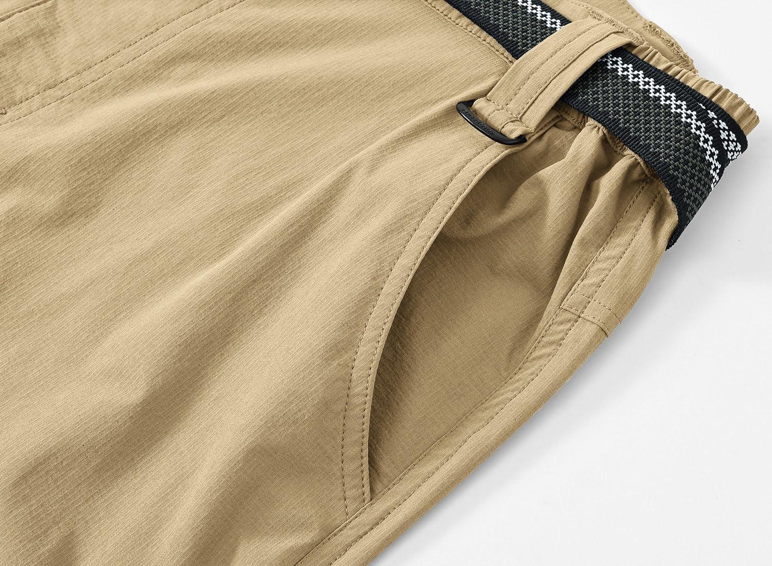 imageTBMPOY Mens Hiking Cargo Pants Lightweight Waterproof Quick Dry Outdoor Summer Fishing Camping Mountain PantC15khaki