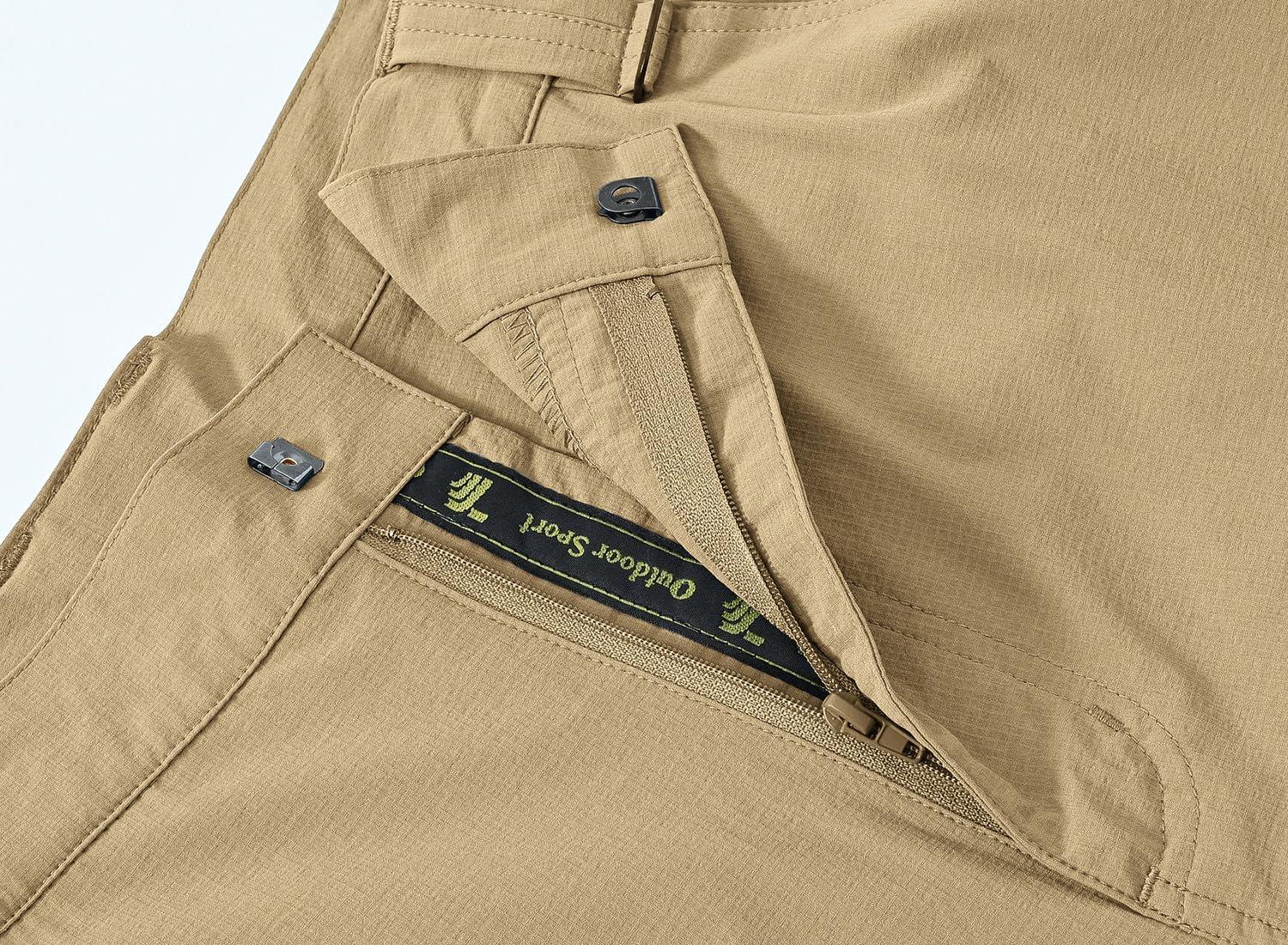 imageTBMPOY Mens Hiking Cargo Pants Lightweight Waterproof Quick Dry Outdoor Summer Fishing Camping Mountain PantC15khaki