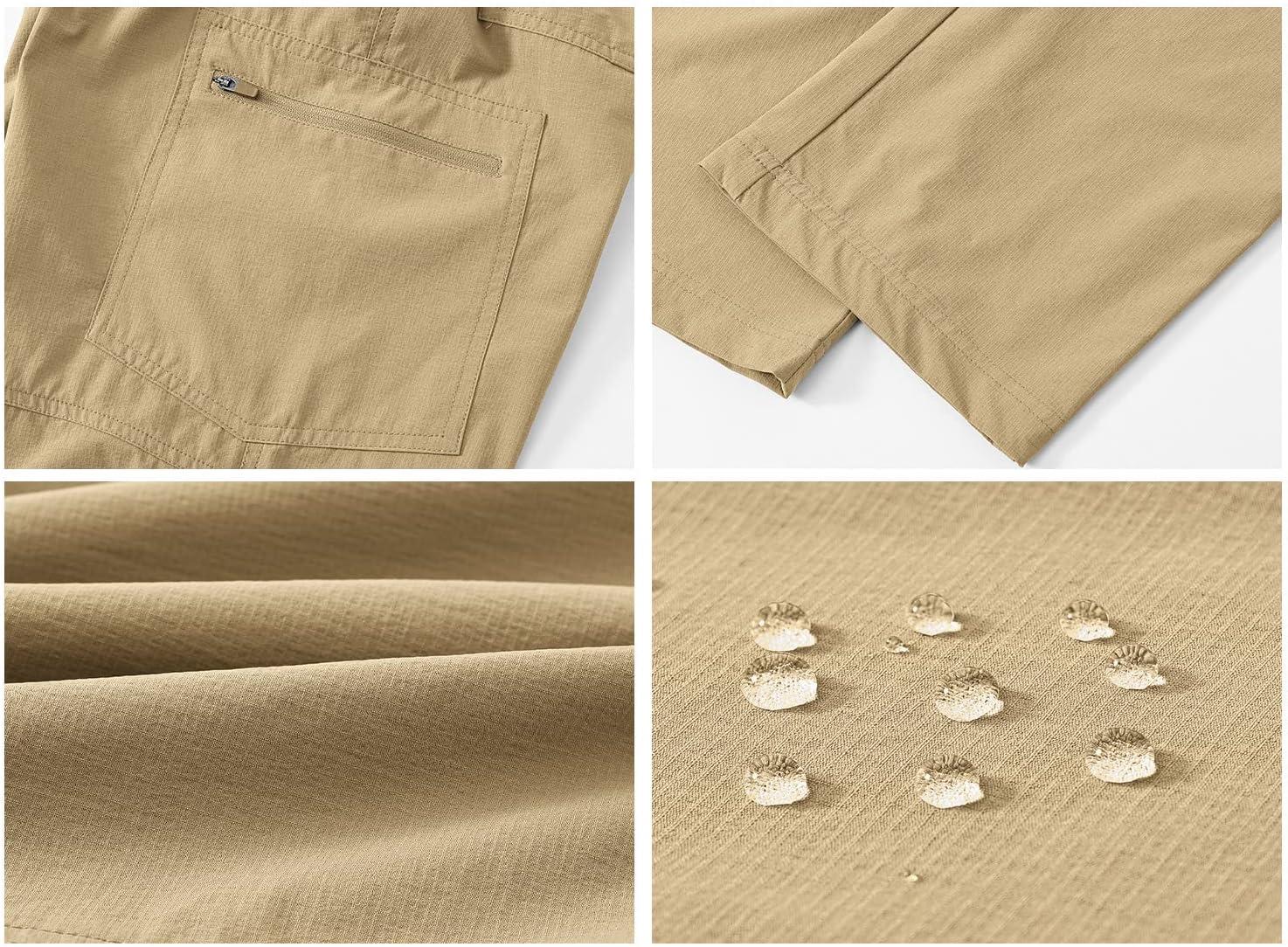 imageTBMPOY Mens Hiking Cargo Pants Lightweight Waterproof Quick Dry Outdoor Summer Fishing Camping Mountain PantC15khaki
