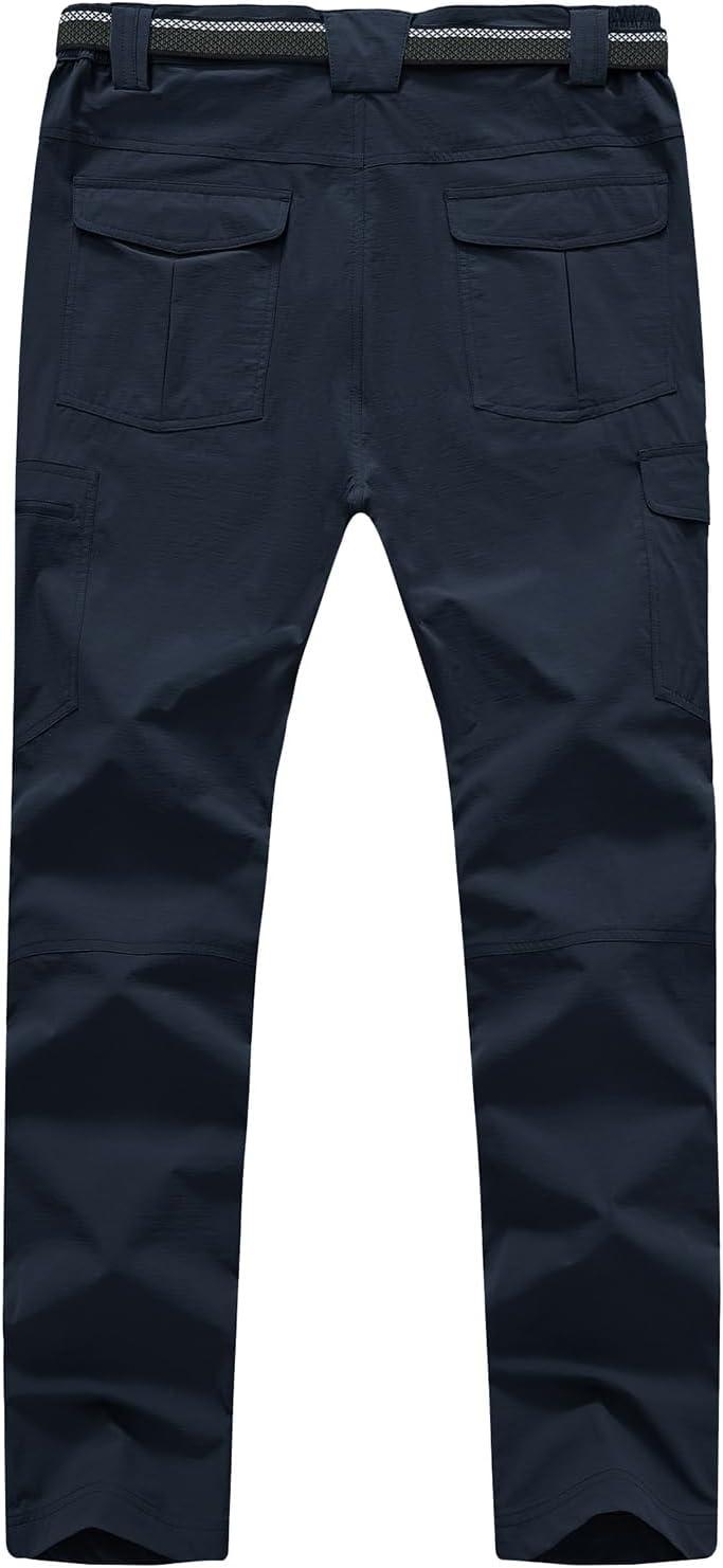imageTBMPOY Mens Hiking Cargo Pants Lightweight Waterproof Quick Dry Outdoor Summer Fishing Camping Mountain PantC18navy