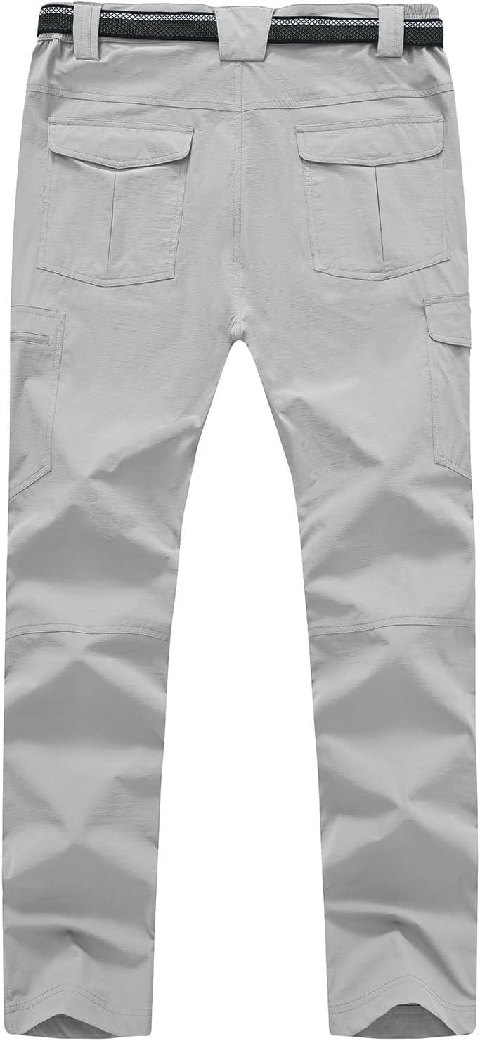 imageTBMPOY Mens Hiking Cargo Pants Lightweight Waterproof Quick Dry Outdoor Summer Fishing Camping Mountain PantC19light Grey