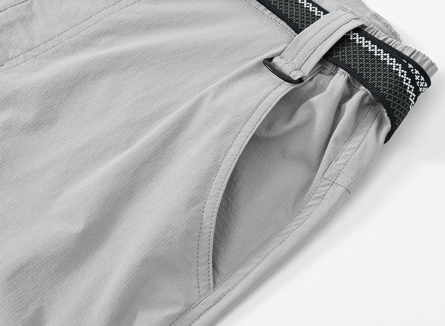 imageTBMPOY Mens Hiking Cargo Pants Lightweight Waterproof Quick Dry Outdoor Summer Fishing Camping Mountain PantC19light Grey