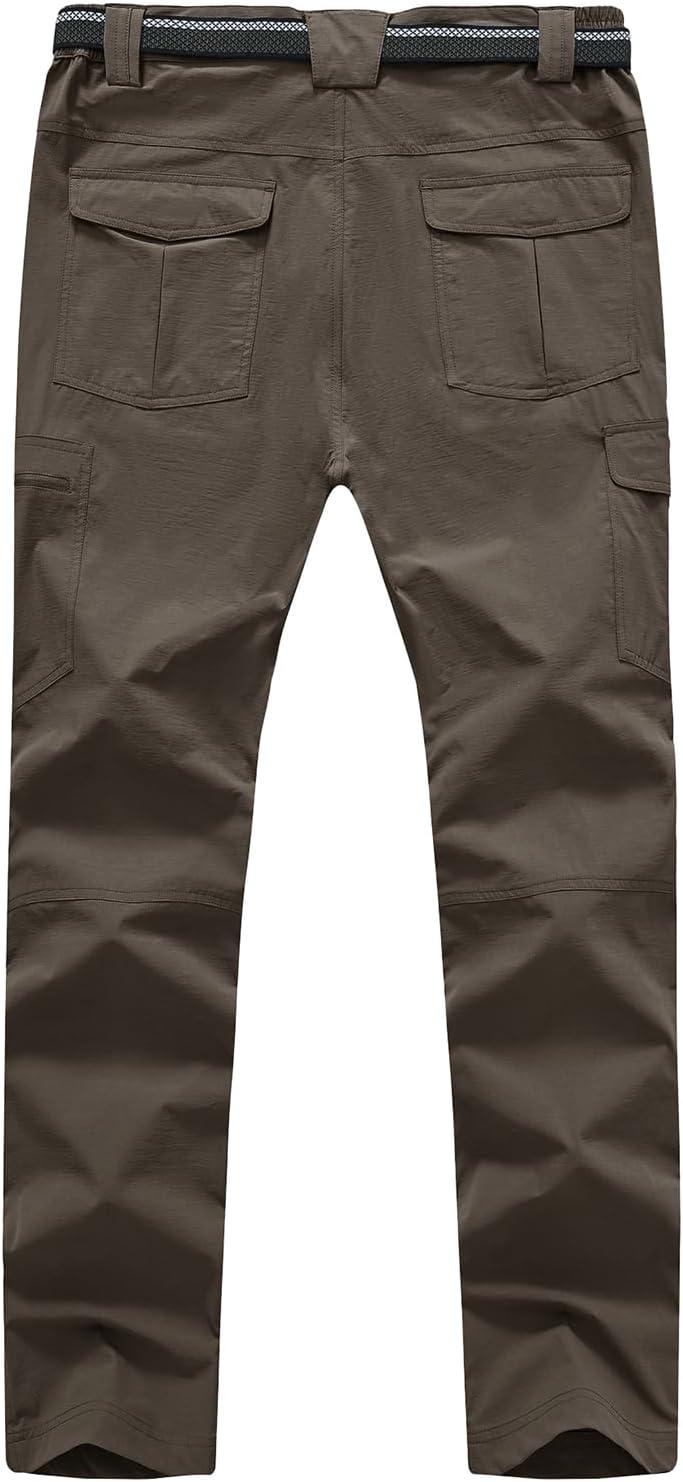 imageTBMPOY Mens Hiking Cargo Pants Lightweight Waterproof Quick Dry Outdoor Summer Fishing Camping Mountain PantC20brown