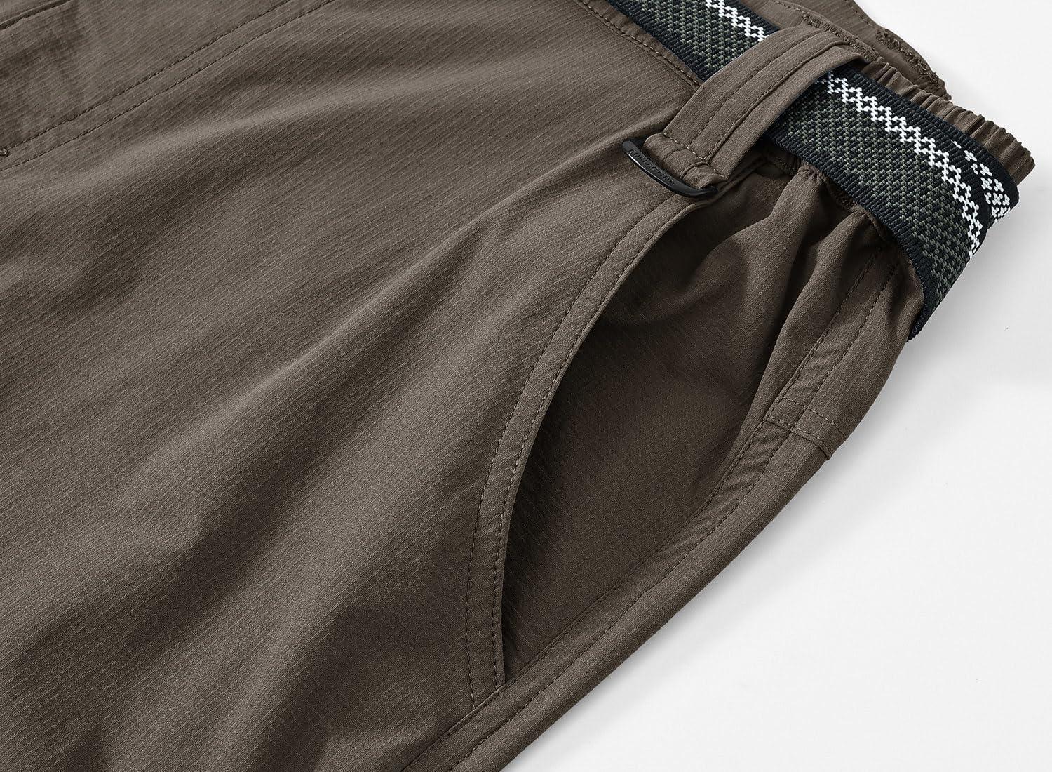 imageTBMPOY Mens Hiking Cargo Pants Lightweight Waterproof Quick Dry Outdoor Summer Fishing Camping Mountain PantC20brown