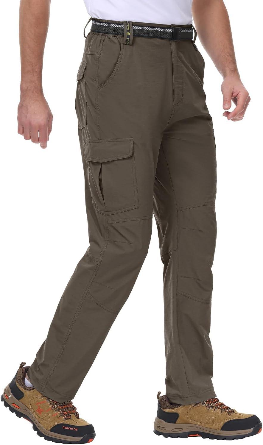 imageTBMPOY Mens Hiking Cargo Pants Lightweight Waterproof Quick Dry Outdoor Summer Fishing Camping Mountain PantC20brown