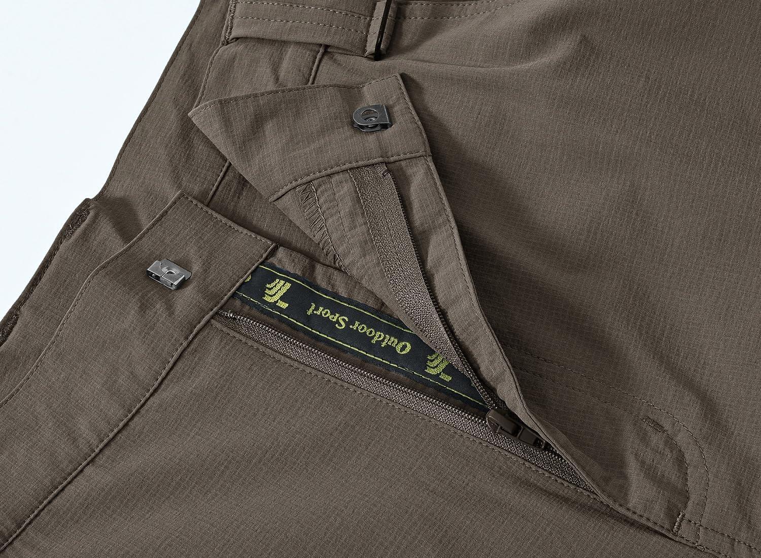 imageTBMPOY Mens Hiking Cargo Pants Lightweight Waterproof Quick Dry Outdoor Summer Fishing Camping Mountain PantC20brown