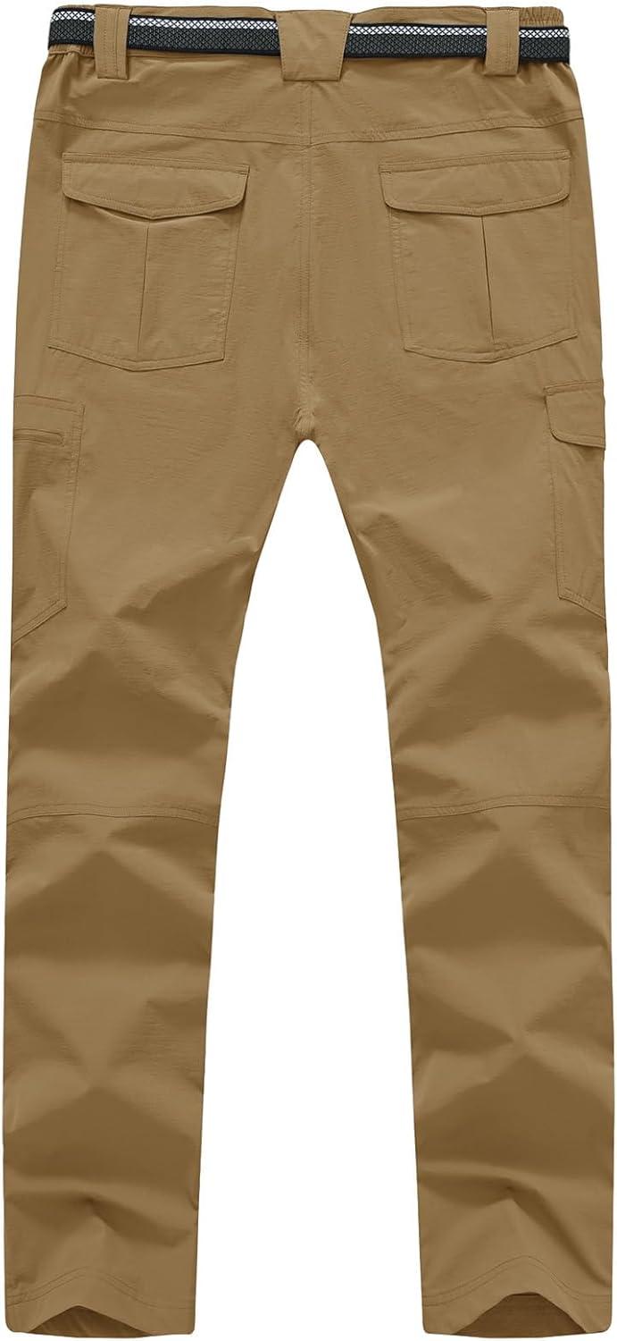 imageTBMPOY Mens Hiking Cargo Pants Lightweight Waterproof Quick Dry Outdoor Summer Fishing Camping Mountain PantC21light Brown
