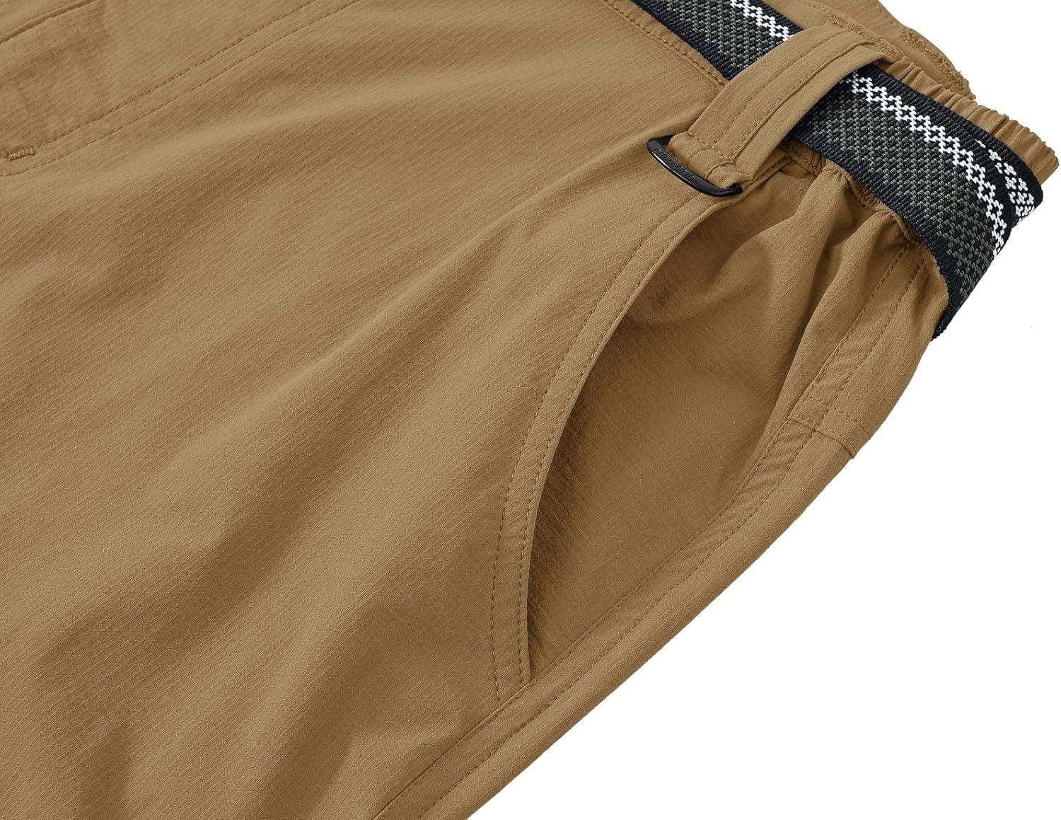 imageTBMPOY Mens Hiking Cargo Pants Lightweight Waterproof Quick Dry Outdoor Summer Fishing Camping Mountain PantC21light Brown