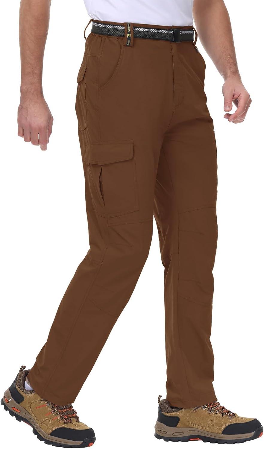imageTBMPOY Mens Hiking Cargo Pants Lightweight Waterproof Quick Dry Outdoor Summer Fishing Camping Mountain PantC22dark Brown