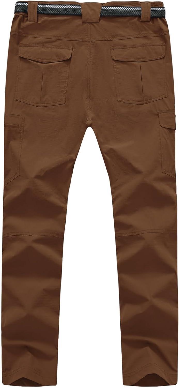 imageTBMPOY Mens Hiking Cargo Pants Lightweight Waterproof Quick Dry Outdoor Summer Fishing Camping Mountain PantC22dark Brown