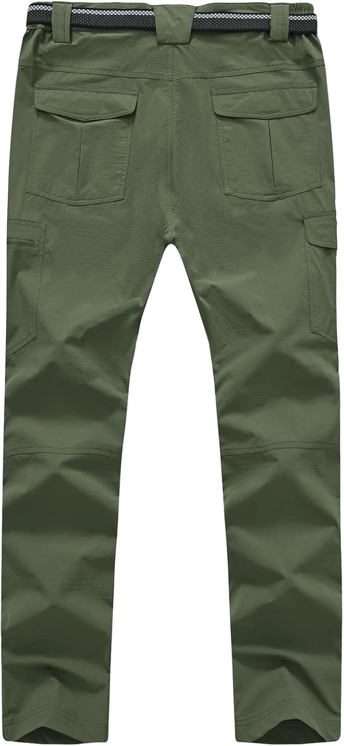 imageTBMPOY Mens Hiking Cargo Pants Lightweight Waterproof Quick Dry Outdoor Summer Fishing Camping Mountain PantC23green