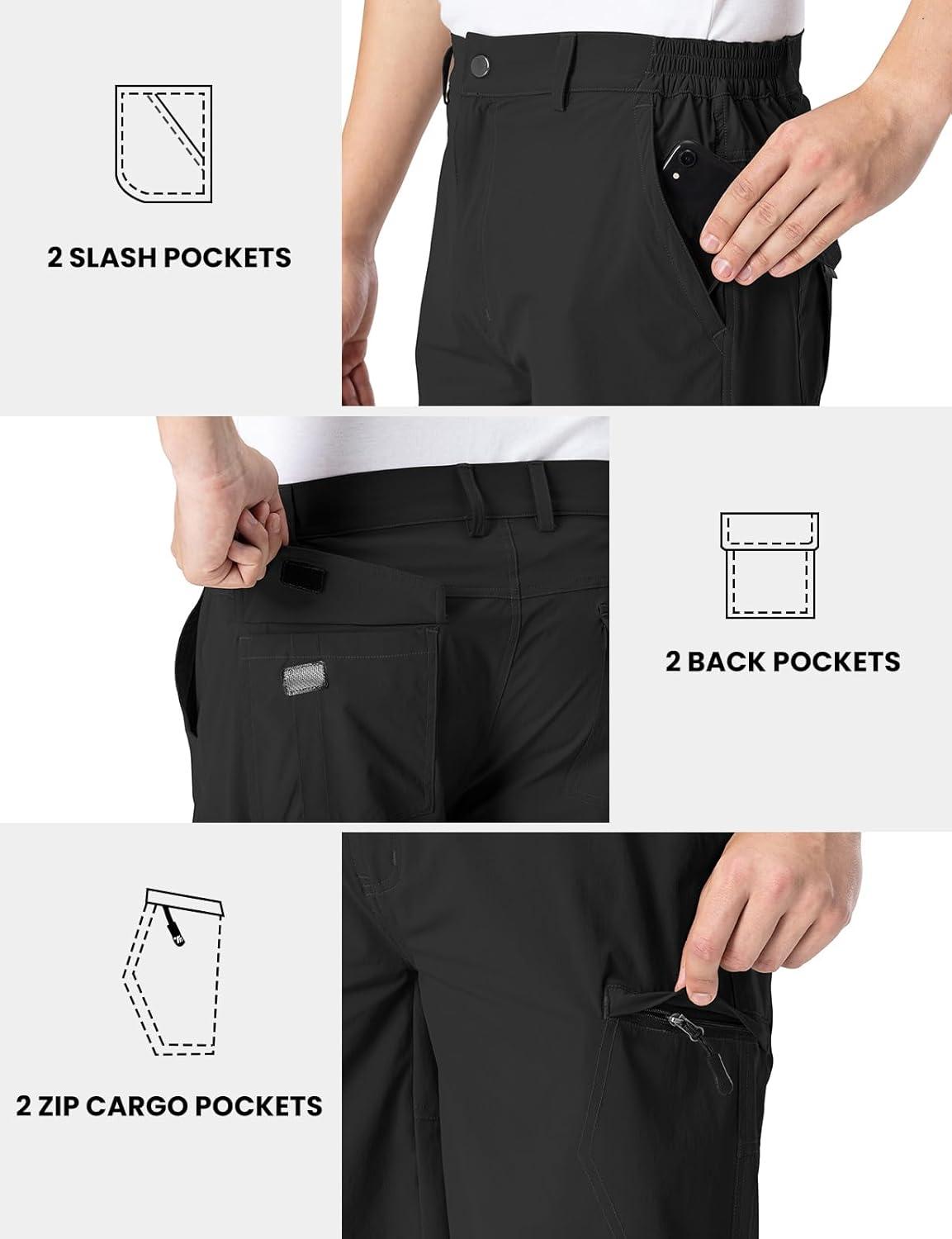 imageTBMPOY Mens Hiking Cargo Shorts 9quot Lightweight Water Resistant Quick Dry Work Shorts 6 Pockets for Travel Camping TacticalBlack