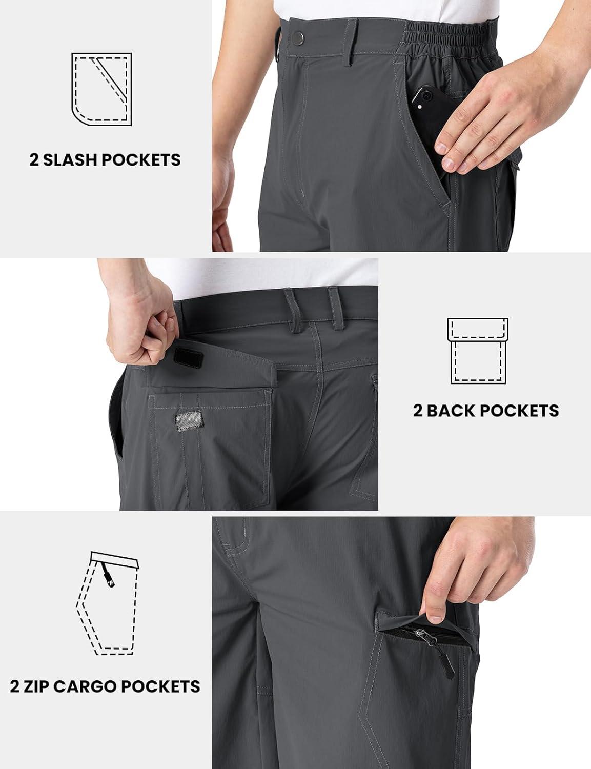 imageTBMPOY Mens Hiking Cargo Shorts 9quot Lightweight Water Resistant Quick Dry Work Shorts 6 Pockets for Travel Camping TacticalDark Grey