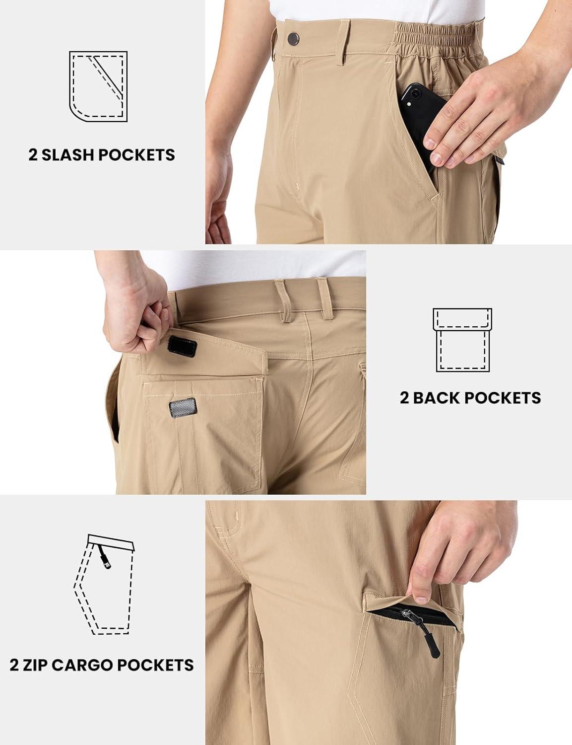 imageTBMPOY Mens Hiking Cargo Shorts 9quot Lightweight Water Resistant Quick Dry Work Shorts 6 Pockets for Travel Camping TacticalKhaki