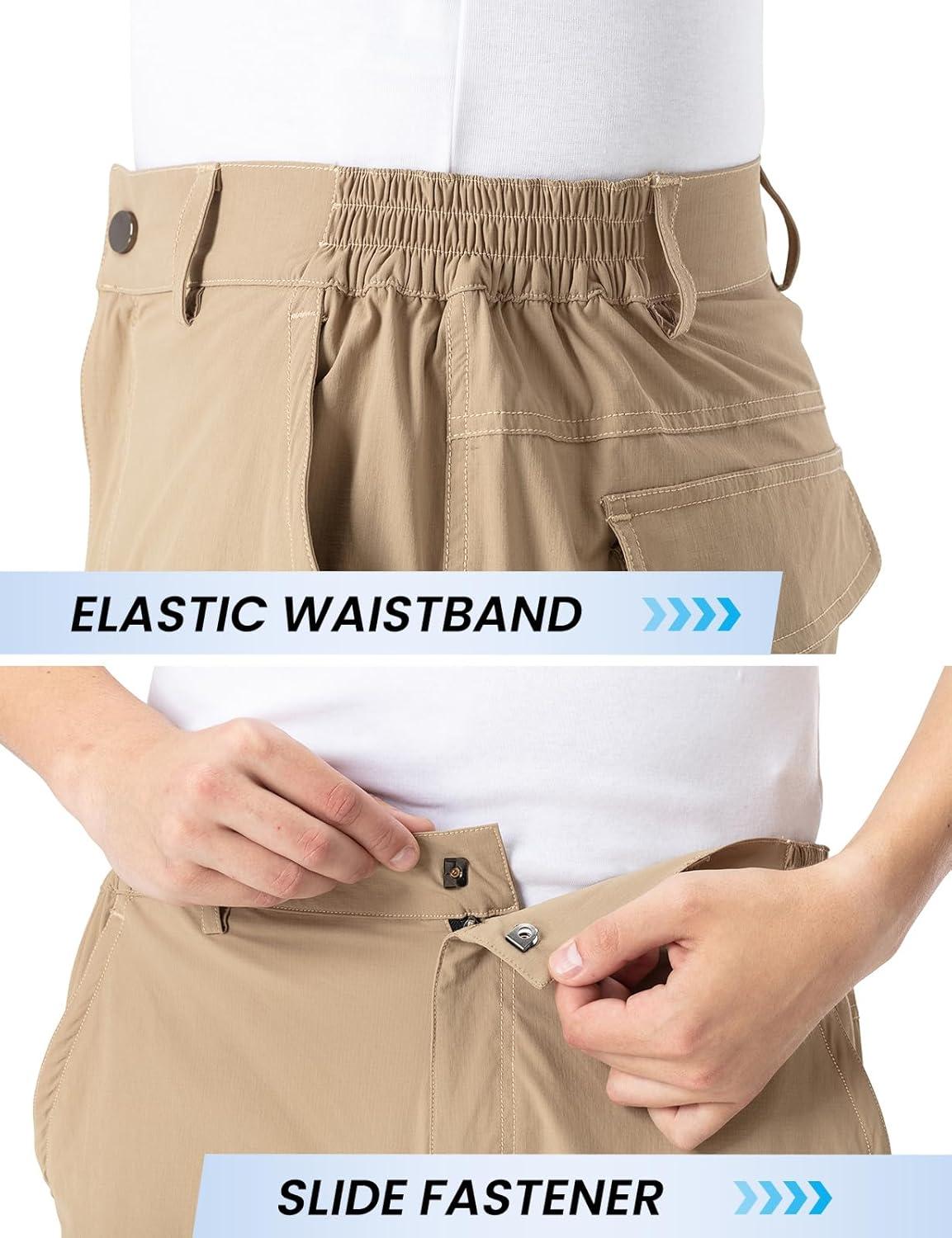imageTBMPOY Mens Hiking Cargo Shorts 9quot Lightweight Water Resistant Quick Dry Work Shorts 6 Pockets for Travel Camping TacticalKhaki