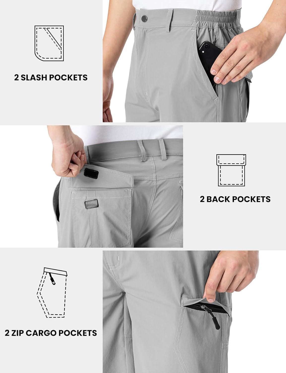 imageTBMPOY Mens Hiking Cargo Shorts 9quot Lightweight Water Resistant Quick Dry Work Shorts 6 Pockets for Travel Camping TacticalLight Grey