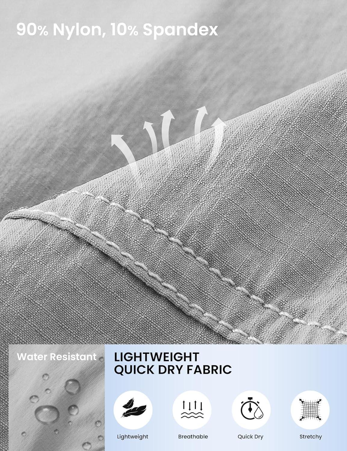 imageTBMPOY Mens Hiking Cargo Shorts 9quot Lightweight Water Resistant Quick Dry Work Shorts 6 Pockets for Travel Camping TacticalLight Grey