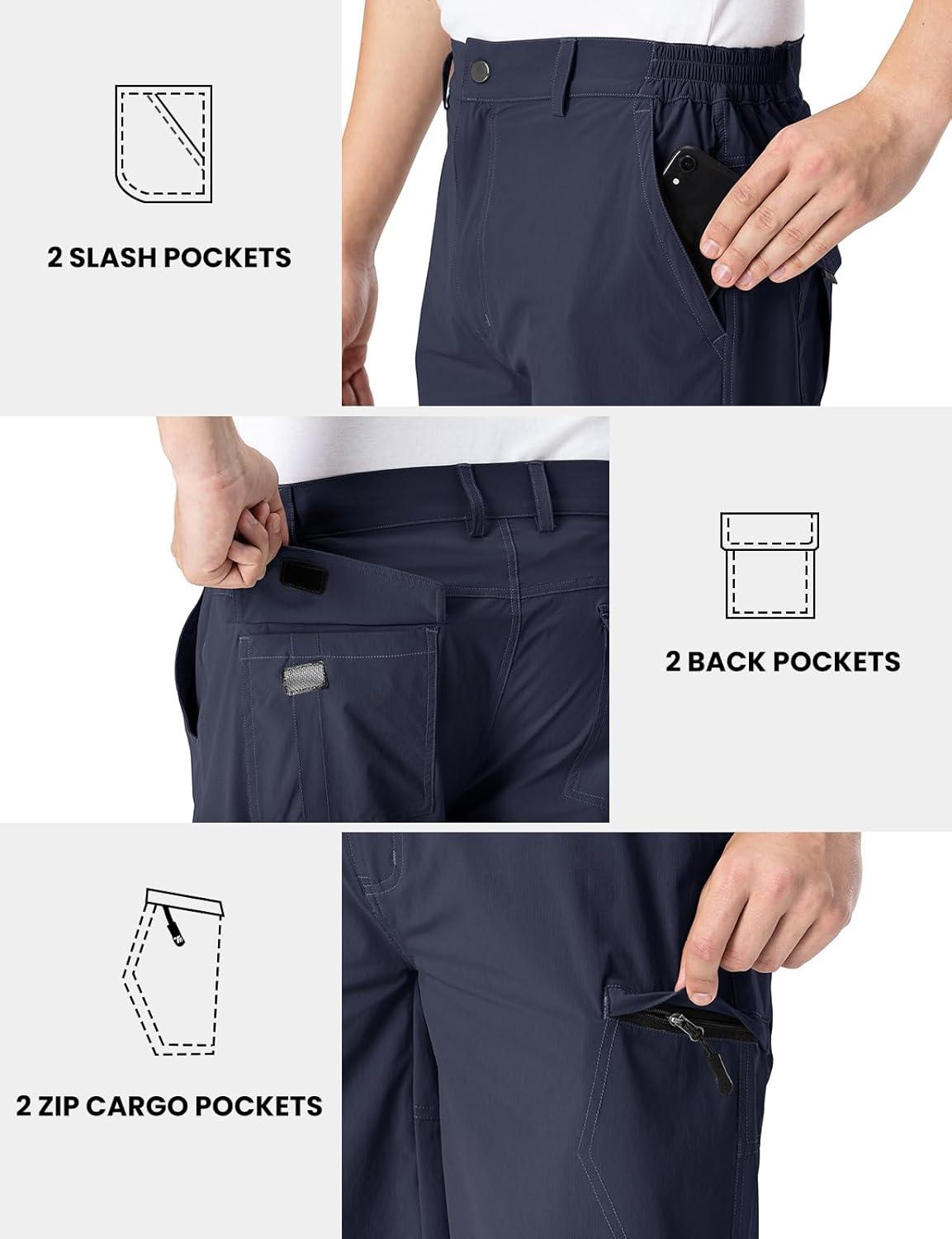 imageTBMPOY Mens Hiking Cargo Shorts 9quot Lightweight Water Resistant Quick Dry Work Shorts 6 Pockets for Travel Camping TacticalNavy
