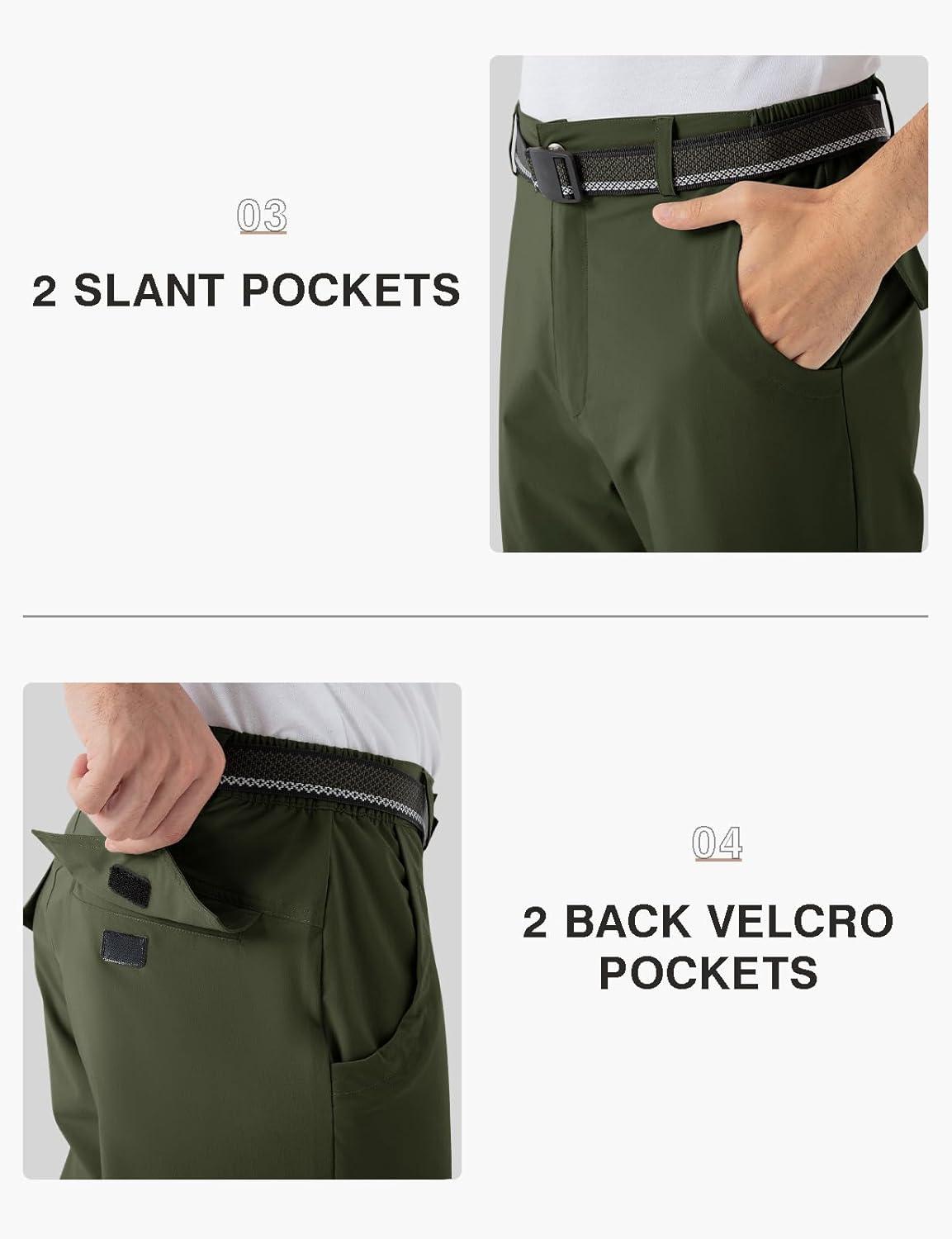 imageTBMPOY Mens Hiking Pants Lightweight 6 Cargo Pockets Quick Dry Water Resistant Outdoor Travel Work FishingArmy Green