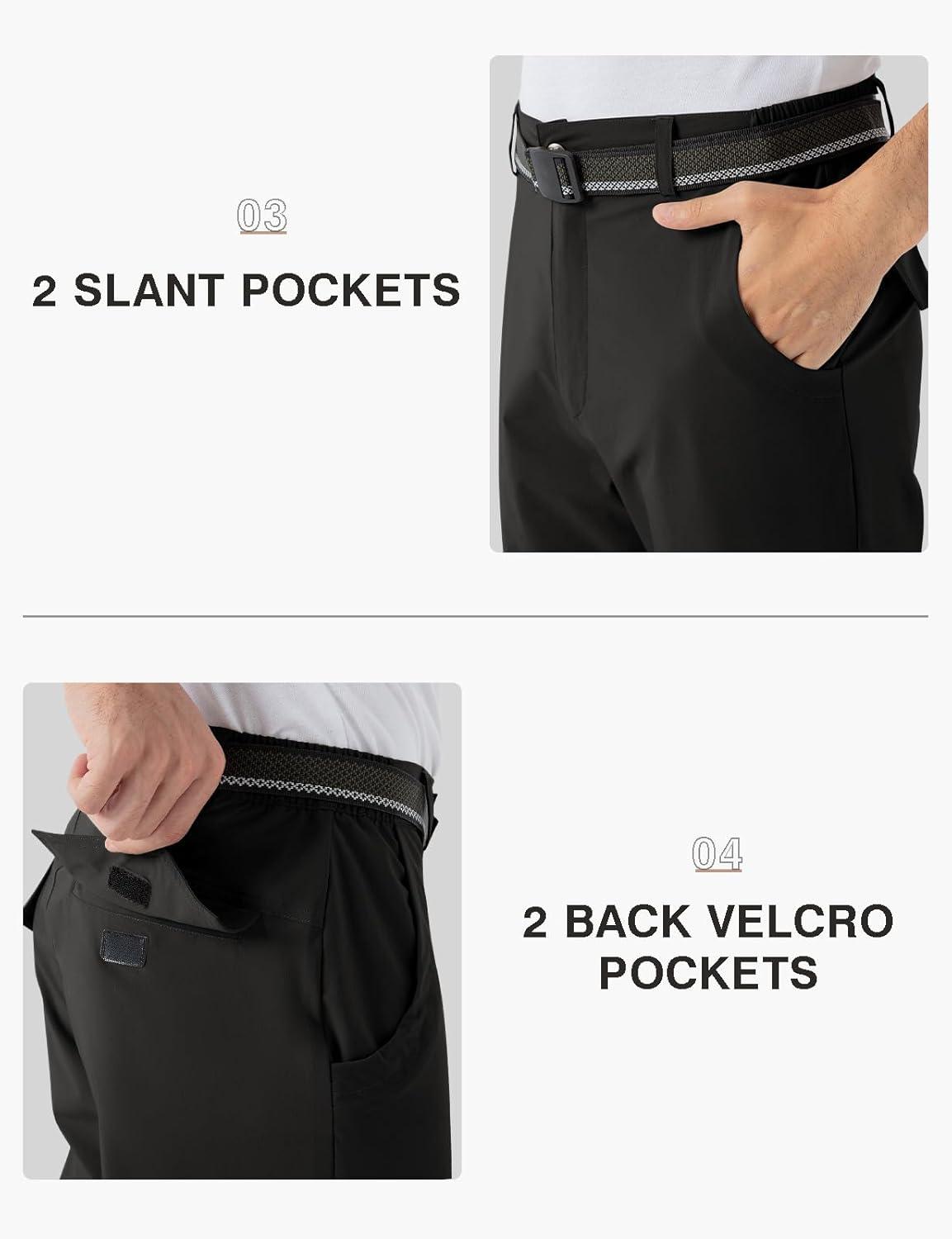 imageTBMPOY Mens Hiking Pants Lightweight 6 Cargo Pockets Quick Dry Water Resistant Outdoor Travel Work FishingBlack
