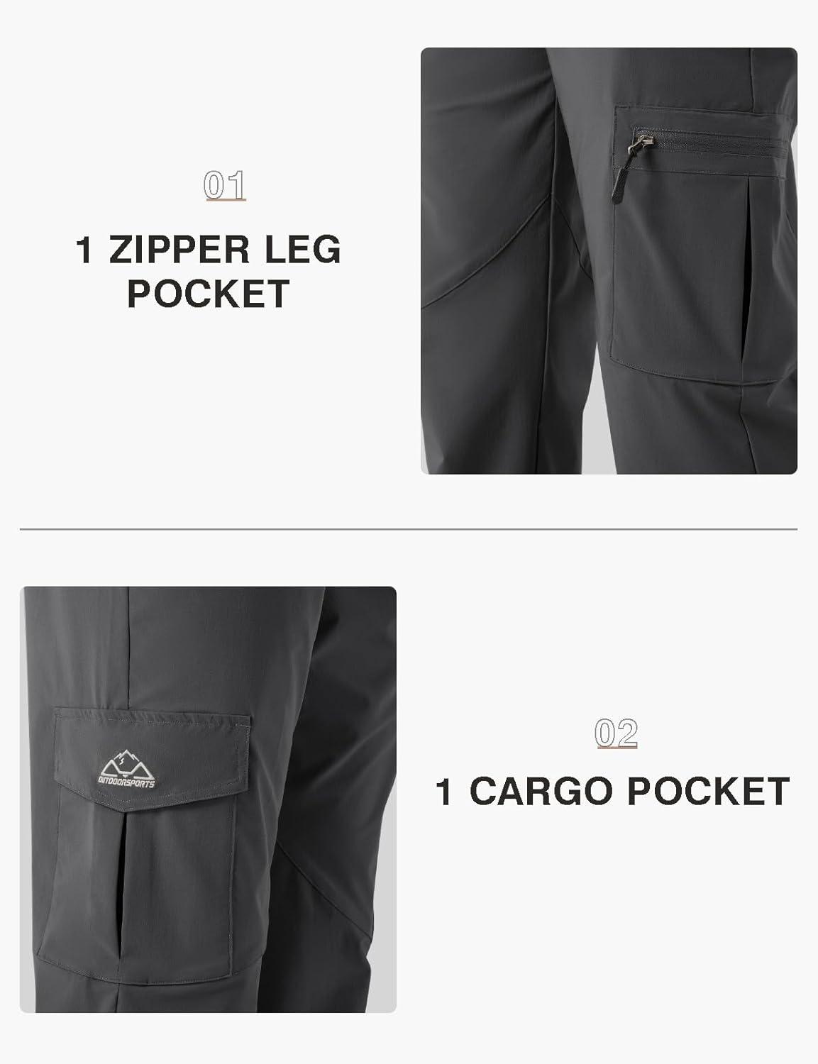 imageTBMPOY Mens Hiking Pants Lightweight 6 Cargo Pockets Quick Dry Water Resistant Outdoor Travel Work FishingDark Grey