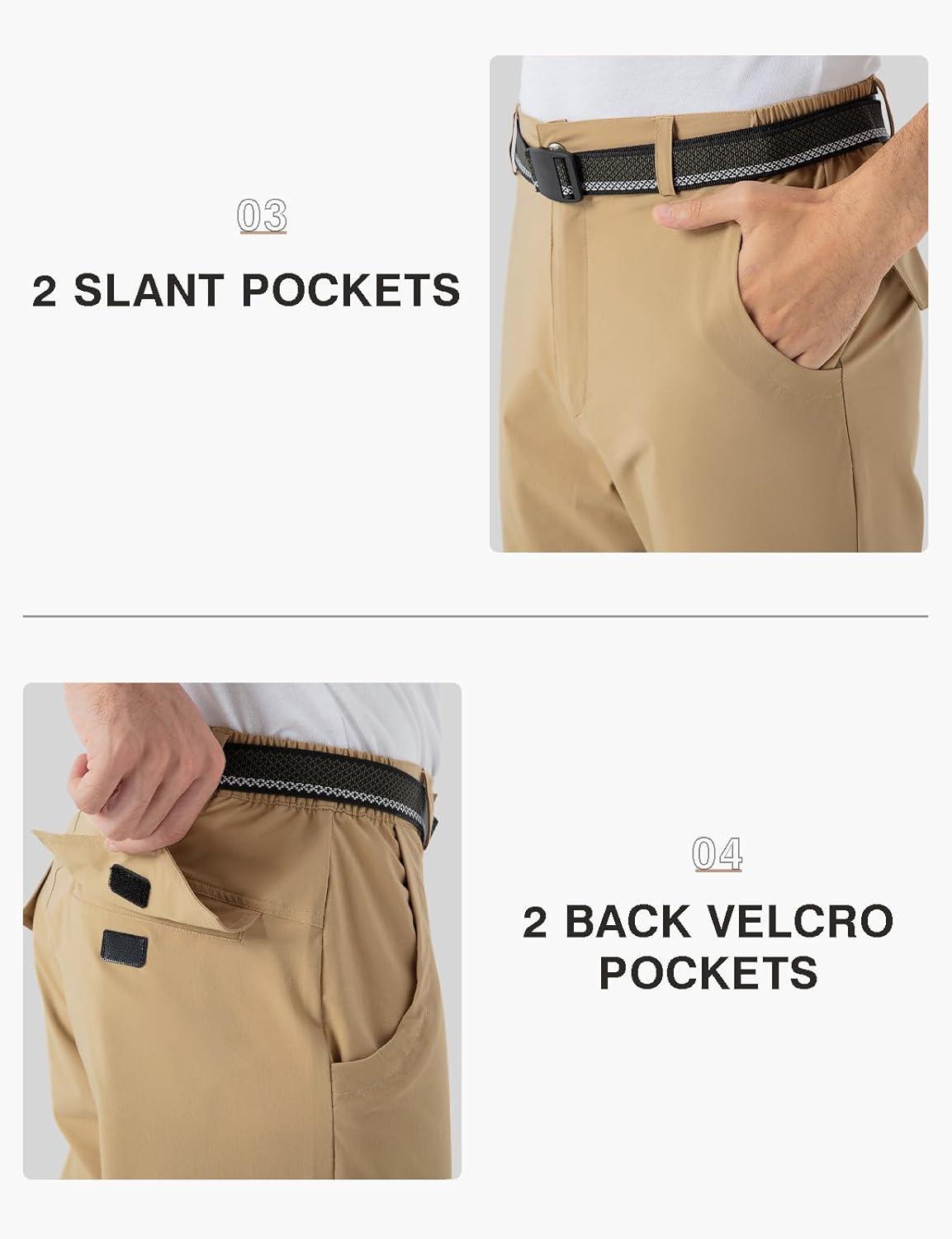 imageTBMPOY Mens Hiking Pants Lightweight 6 Cargo Pockets Quick Dry Water Resistant Outdoor Travel Work FishingKhaki