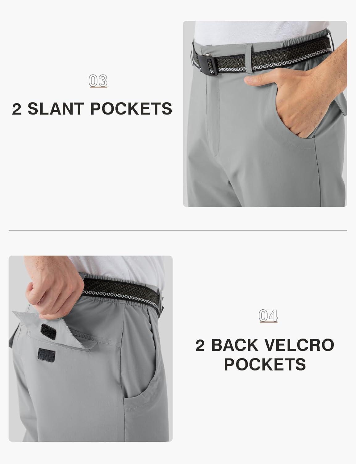 imageTBMPOY Mens Hiking Pants Lightweight 6 Cargo Pockets Quick Dry Water Resistant Outdoor Travel Work FishingLight Grey