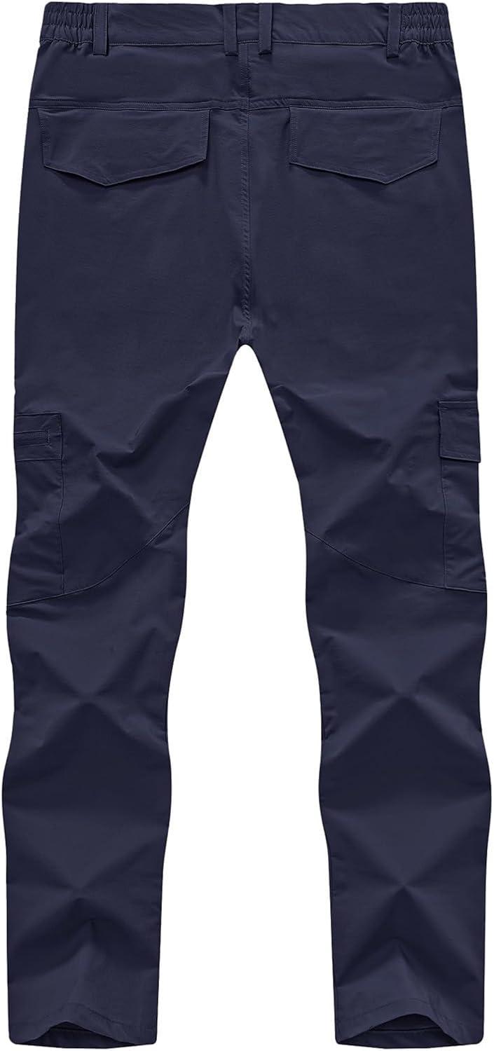 imageTBMPOY Mens Hiking Pants Lightweight 6 Cargo Pockets Quick Dry Water Resistant Outdoor Travel Work FishingNavy