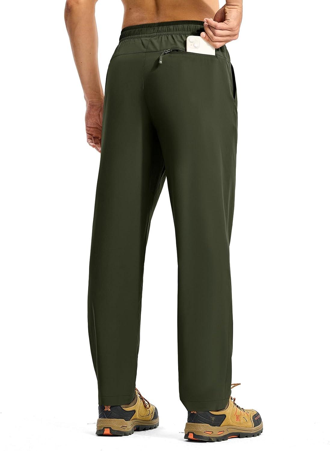 imageTBMPOY Mens Hiking Pants Lightweight Quick Dry 3 Pockets Travel Fishing WaterResistant Athletic Workout SweatpantsArmy Green