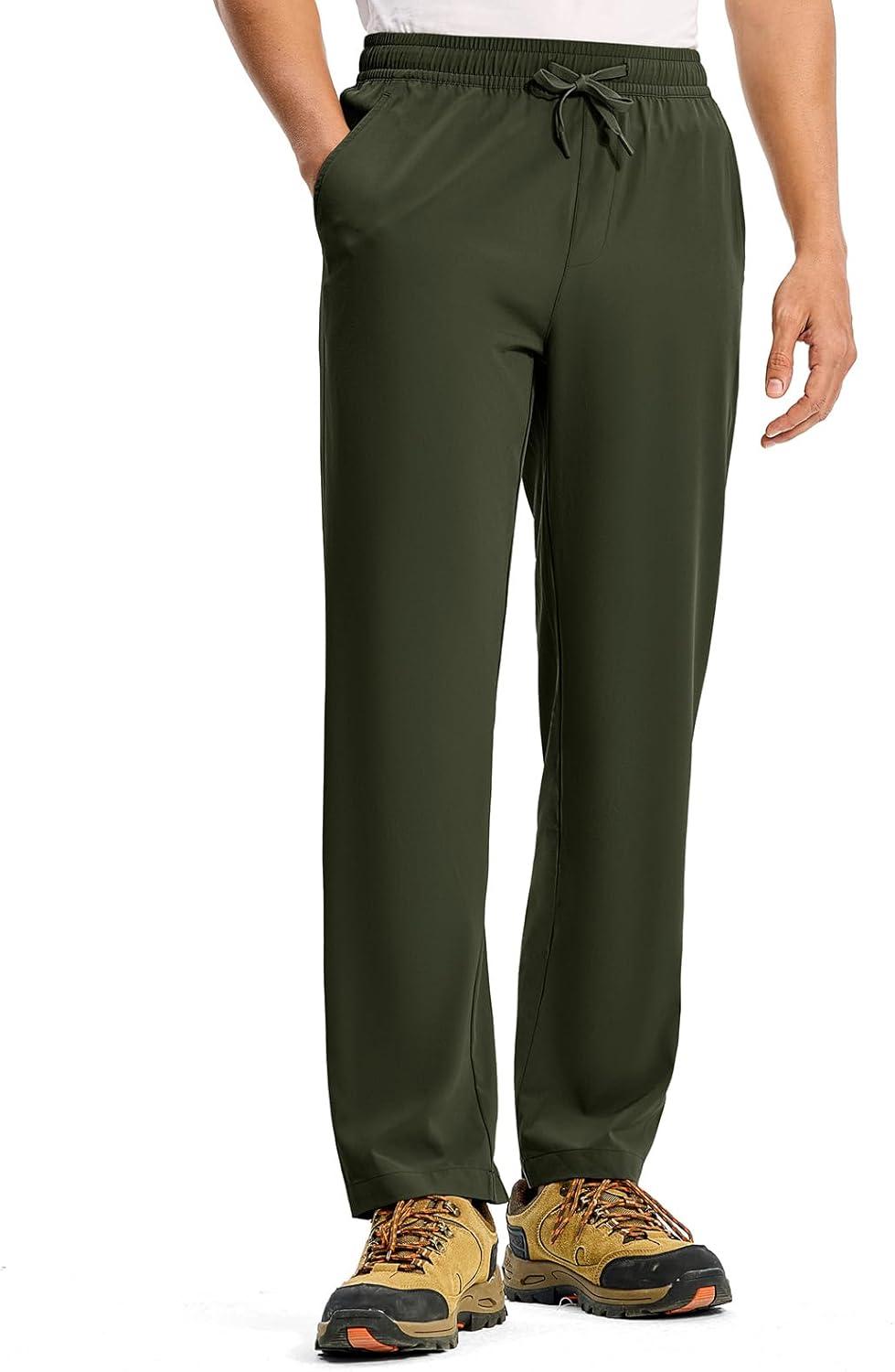 imageTBMPOY Mens Hiking Pants Lightweight Quick Dry 3 Pockets Travel Fishing WaterResistant Athletic Workout SweatpantsArmy Green
