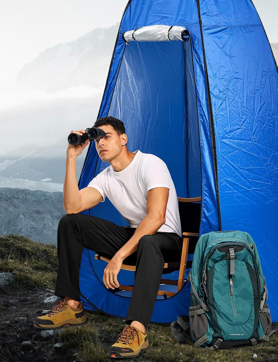 imageTBMPOY Mens Hiking Pants Lightweight Quick Dry 3 Pockets Travel Fishing WaterResistant Athletic Workout SweatpantsBlack