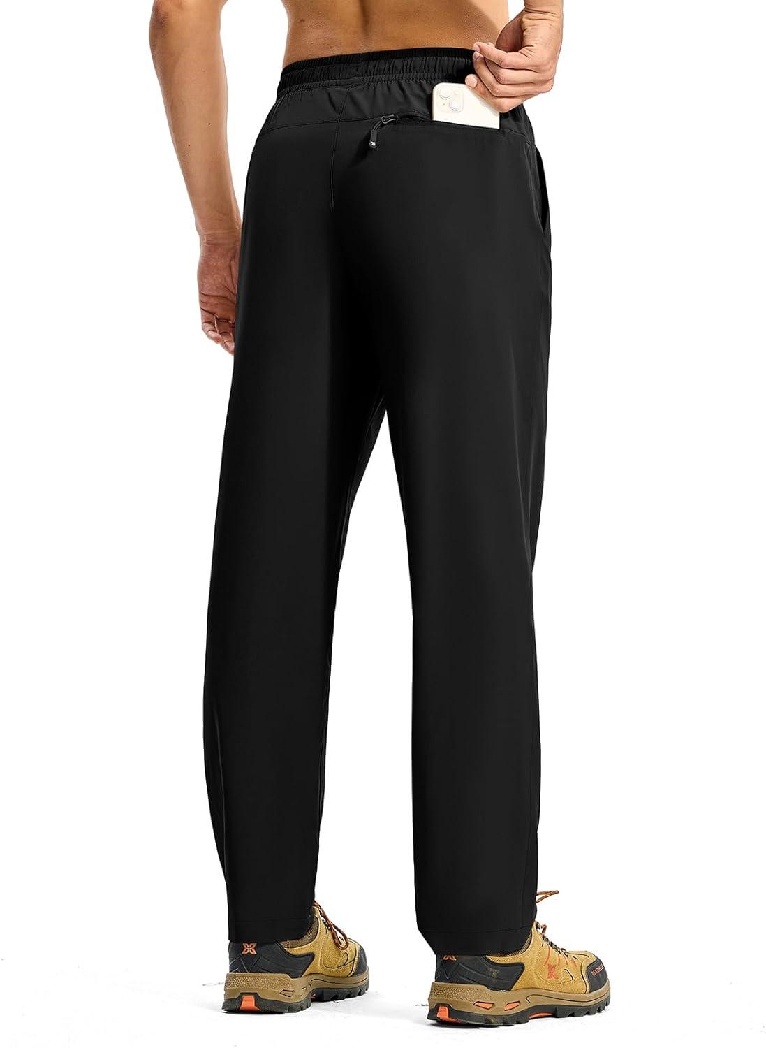 imageTBMPOY Mens Hiking Pants Lightweight Quick Dry 3 Pockets Travel Fishing WaterResistant Athletic Workout SweatpantsBlack