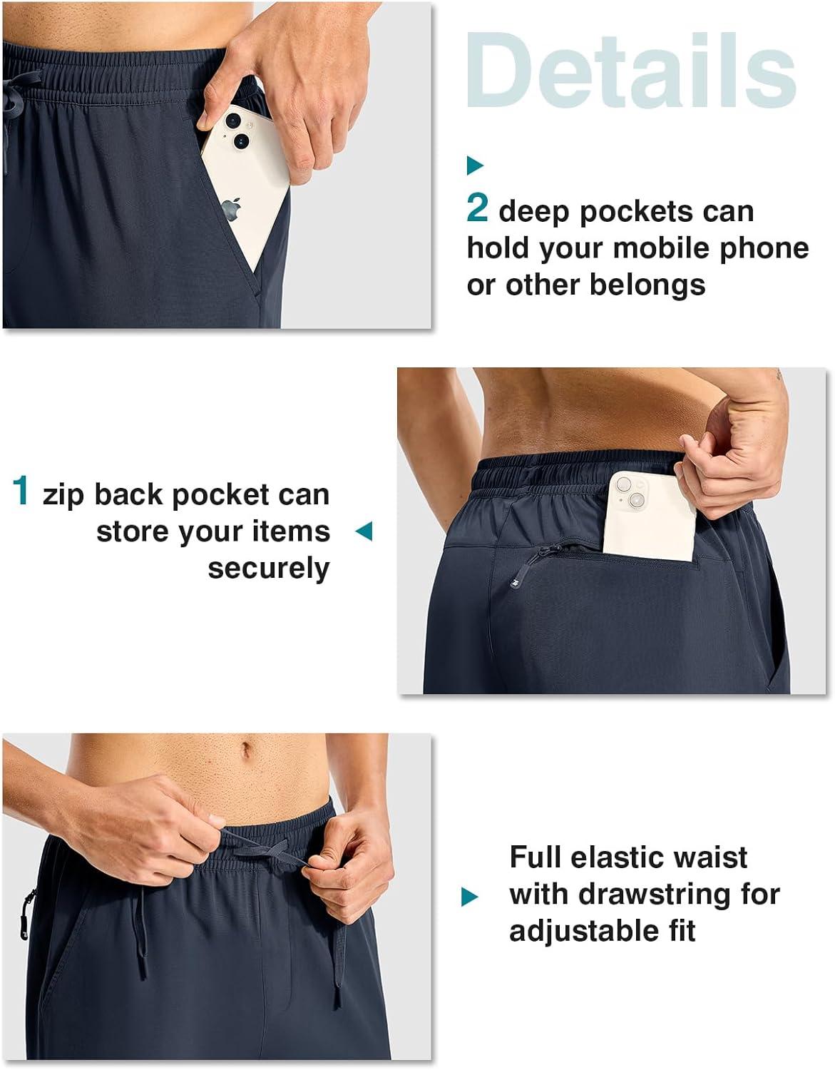 imageTBMPOY Mens Hiking Pants Lightweight Quick Dry 3 Pockets Travel Fishing WaterResistant Athletic Workout SweatpantsDark Blue