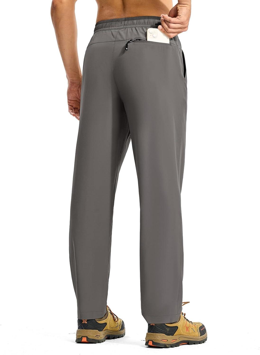 imageTBMPOY Mens Hiking Pants Lightweight Quick Dry 3 Pockets Travel Fishing WaterResistant Athletic Workout SweatpantsDark Grey