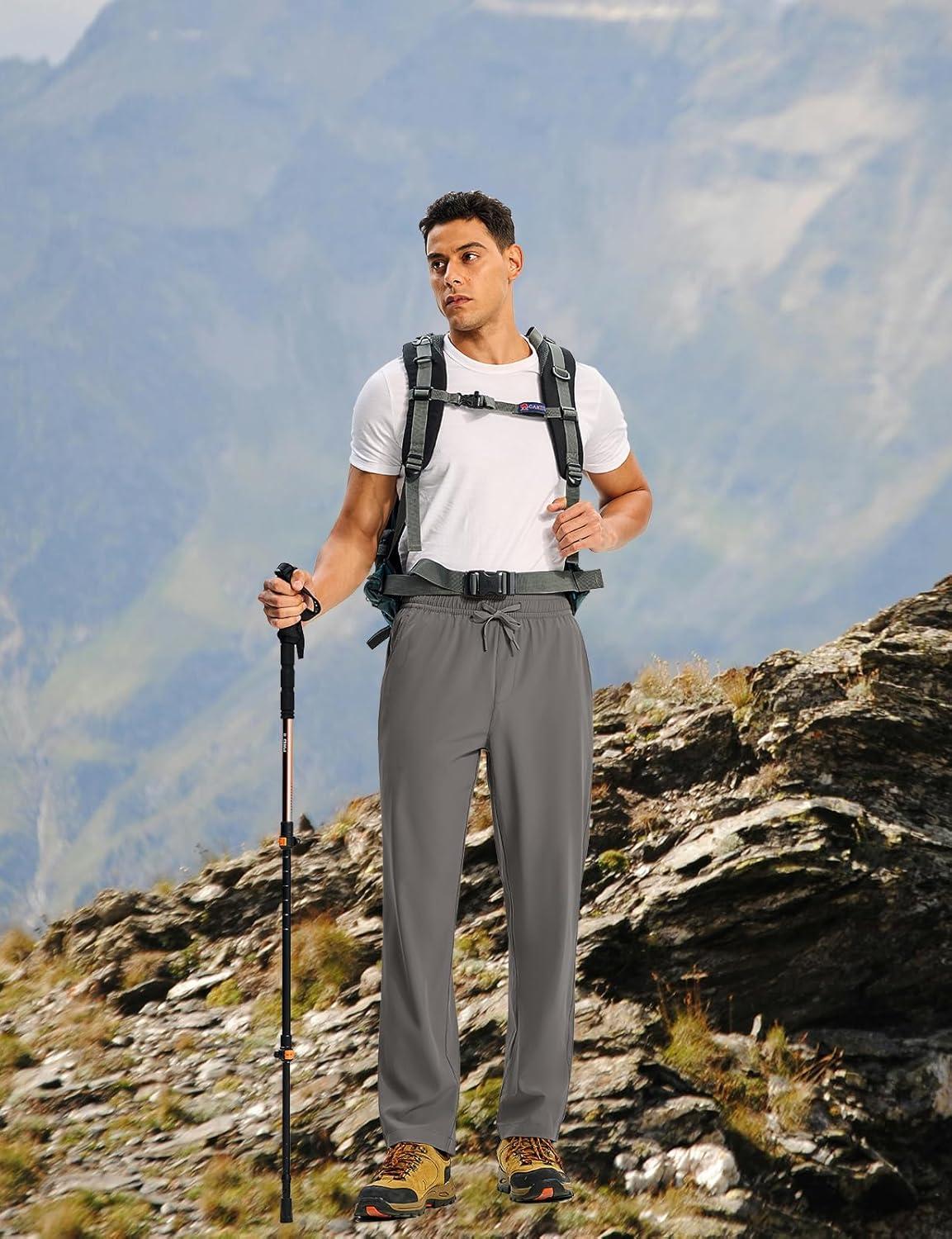 imageTBMPOY Mens Hiking Pants Lightweight Quick Dry 3 Pockets Travel Fishing WaterResistant Athletic Workout SweatpantsDark Grey