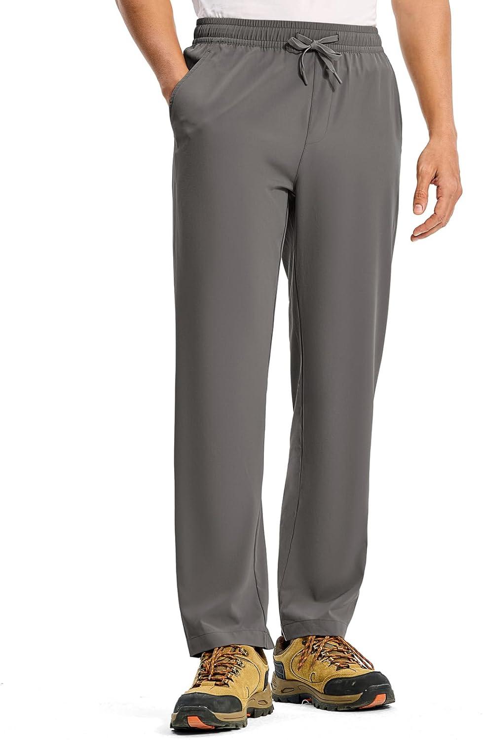 imageTBMPOY Mens Hiking Pants Lightweight Quick Dry 3 Pockets Travel Fishing WaterResistant Athletic Workout SweatpantsDark Grey