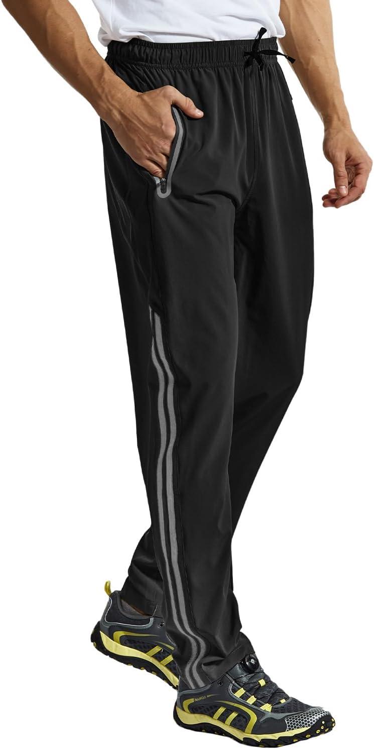 imageTBMPOY Mens Hiking Pants Quick Dry Lightweight Travel Track Running Active Jogger Sweatpants with PocketsB20blackGrey