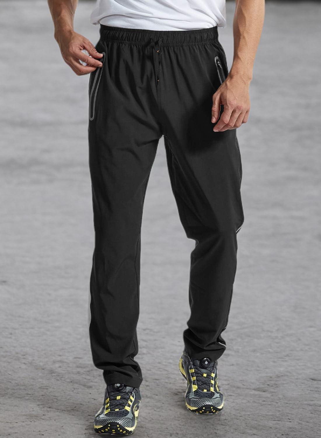 imageTBMPOY Mens Hiking Pants Quick Dry Lightweight Travel Track Running Active Jogger Sweatpants with PocketsB20blackGrey