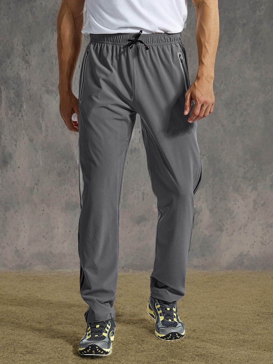imageTBMPOY Mens Hiking Pants Quick Dry Lightweight Travel Track Running Active Jogger Sweatpants with PocketsB21greyBlack