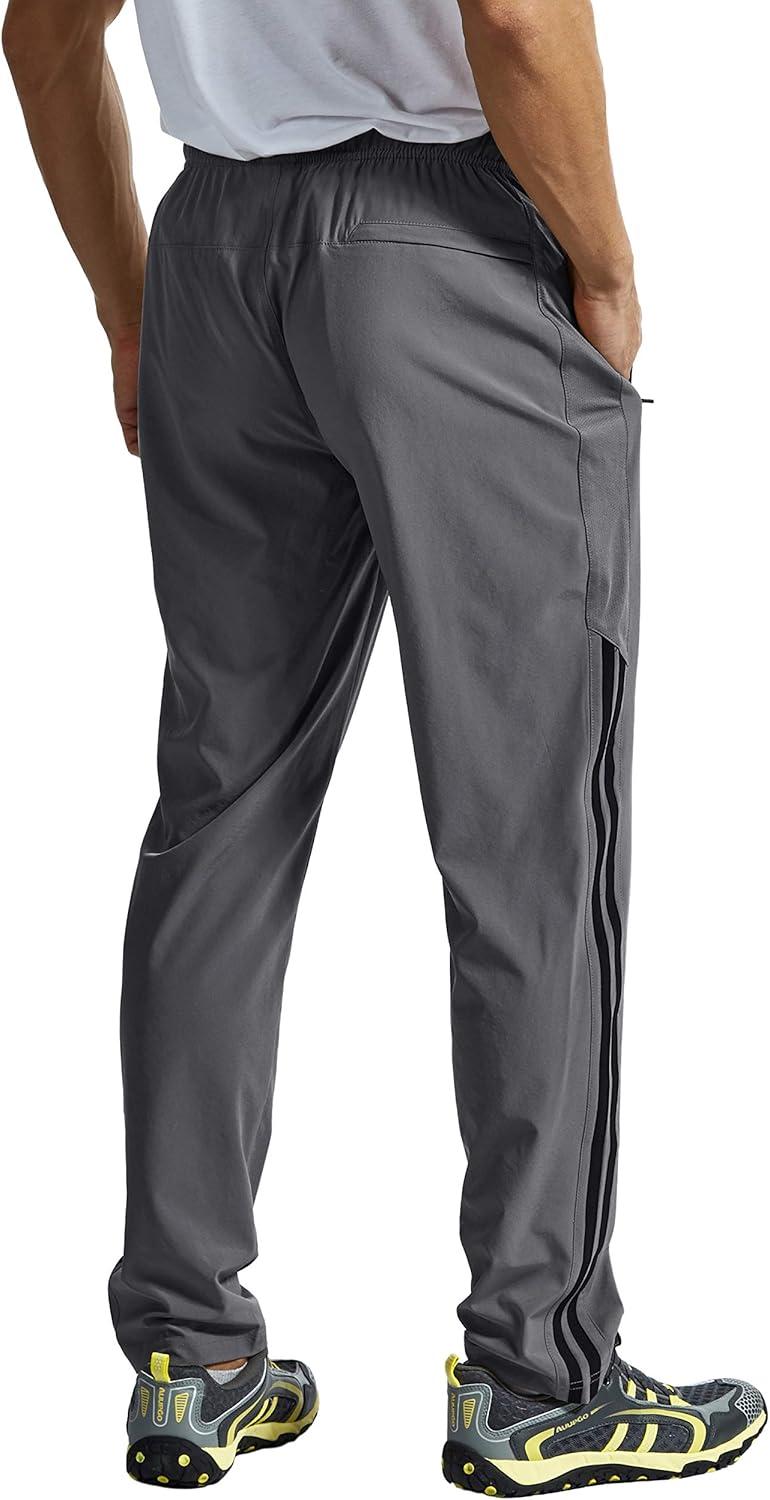 imageTBMPOY Mens Hiking Pants Quick Dry Lightweight Travel Track Running Active Jogger Sweatpants with PocketsB21greyBlack