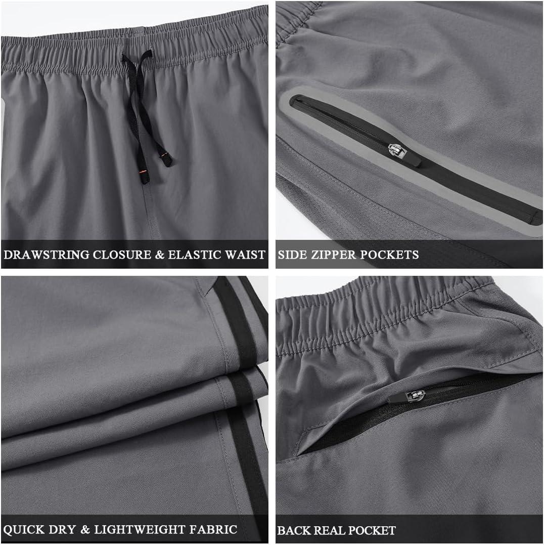 imageTBMPOY Mens Hiking Pants Quick Dry Lightweight Travel Track Running Active Jogger Sweatpants with PocketsB21greyBlack