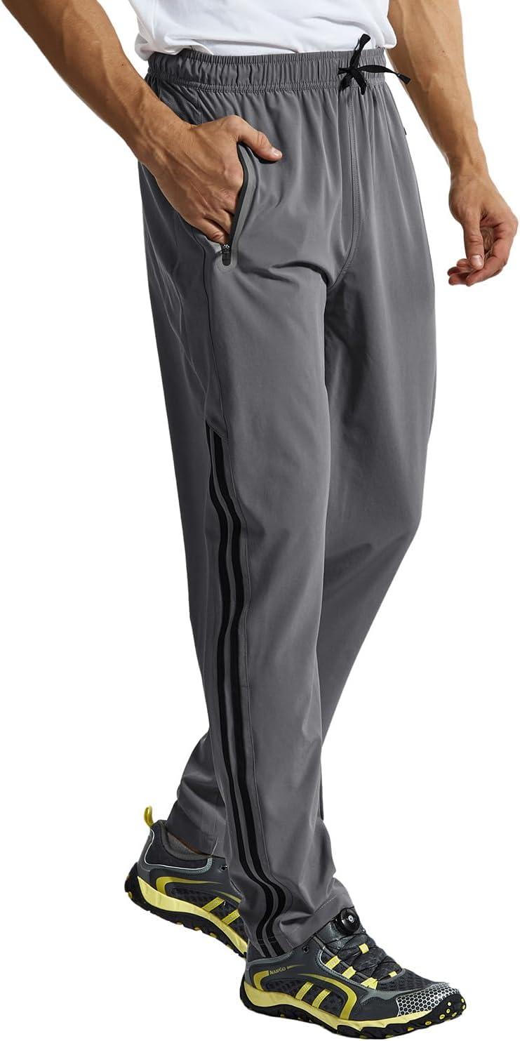 imageTBMPOY Mens Hiking Pants Quick Dry Lightweight Travel Track Running Active Jogger Sweatpants with PocketsB21greyBlack