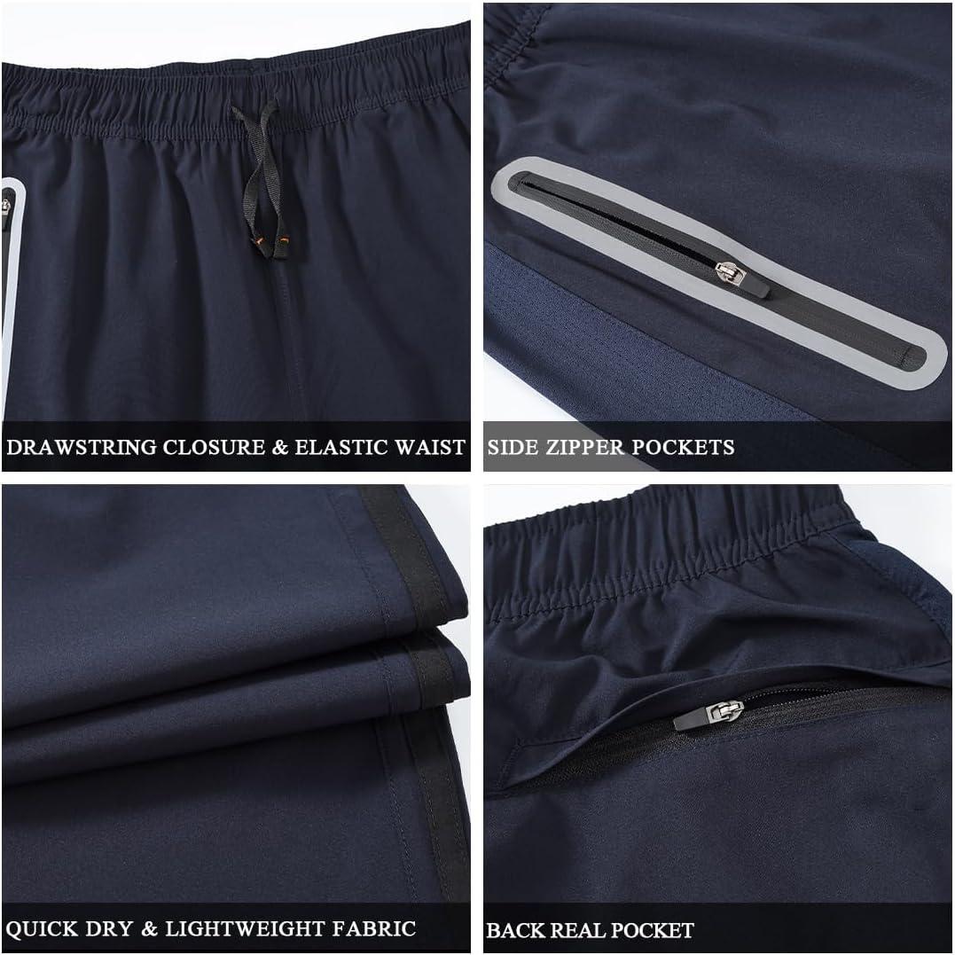imageTBMPOY Mens Hiking Pants Quick Dry Lightweight Travel Track Running Active Jogger Sweatpants with PocketsB22dark Blue