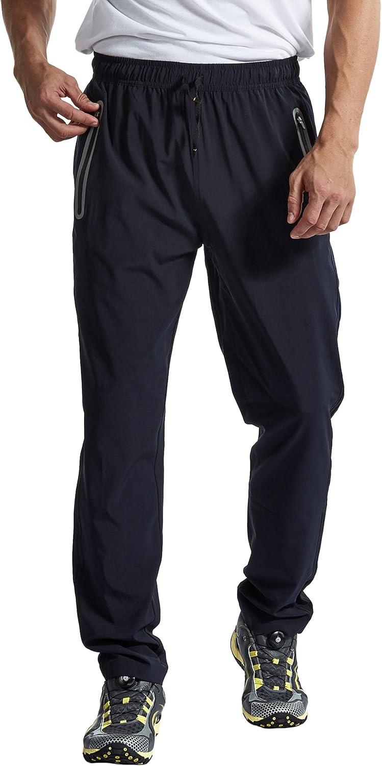 imageTBMPOY Mens Hiking Pants Quick Dry Lightweight Travel Track Running Active Jogger Sweatpants with PocketsB22dark Blue