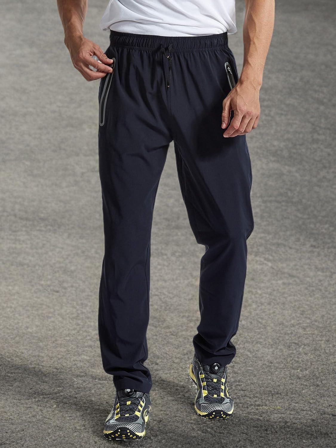 imageTBMPOY Mens Hiking Pants Quick Dry Lightweight Travel Track Running Active Jogger Sweatpants with PocketsB22dark Blue