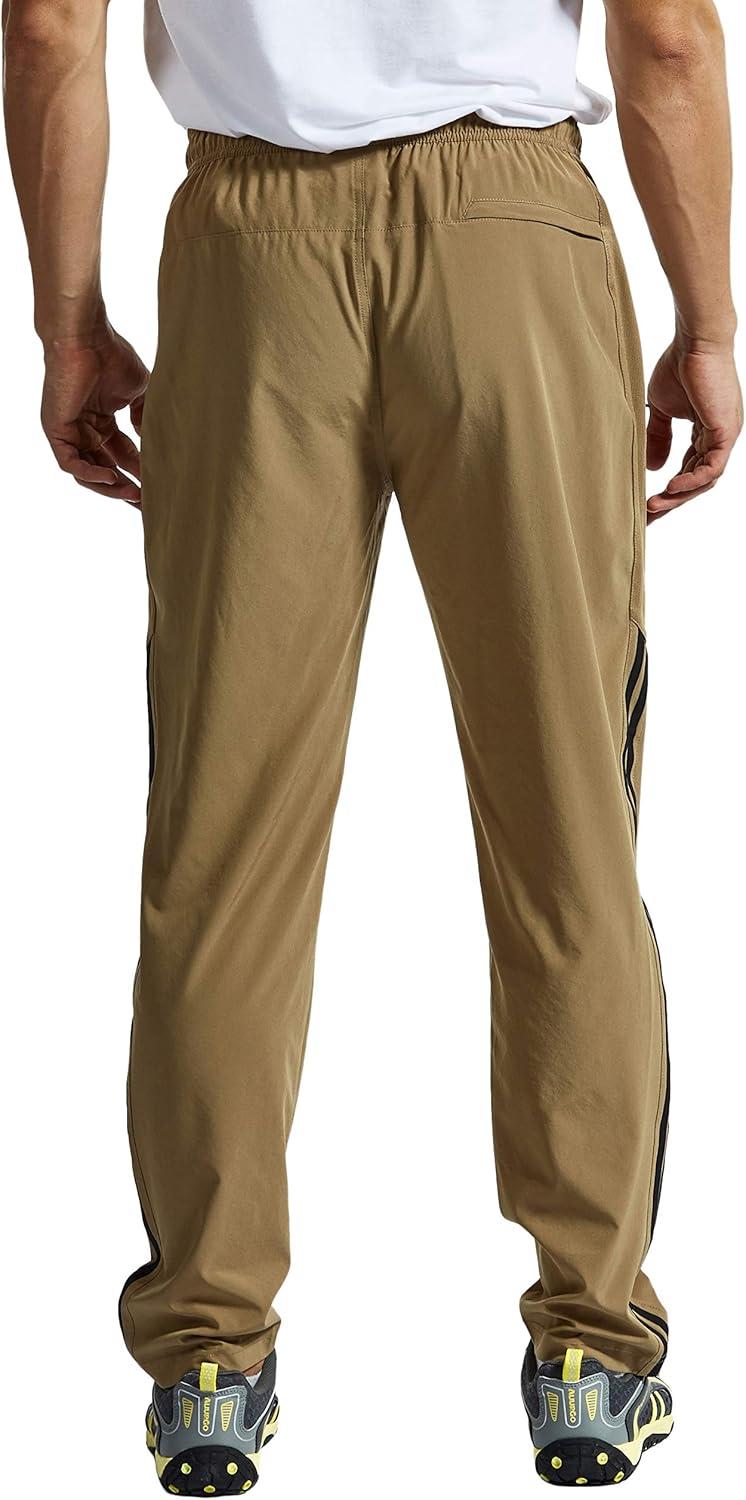 imageTBMPOY Mens Hiking Pants Quick Dry Lightweight Travel Track Running Active Jogger Sweatpants with PocketsB23khakiBlack