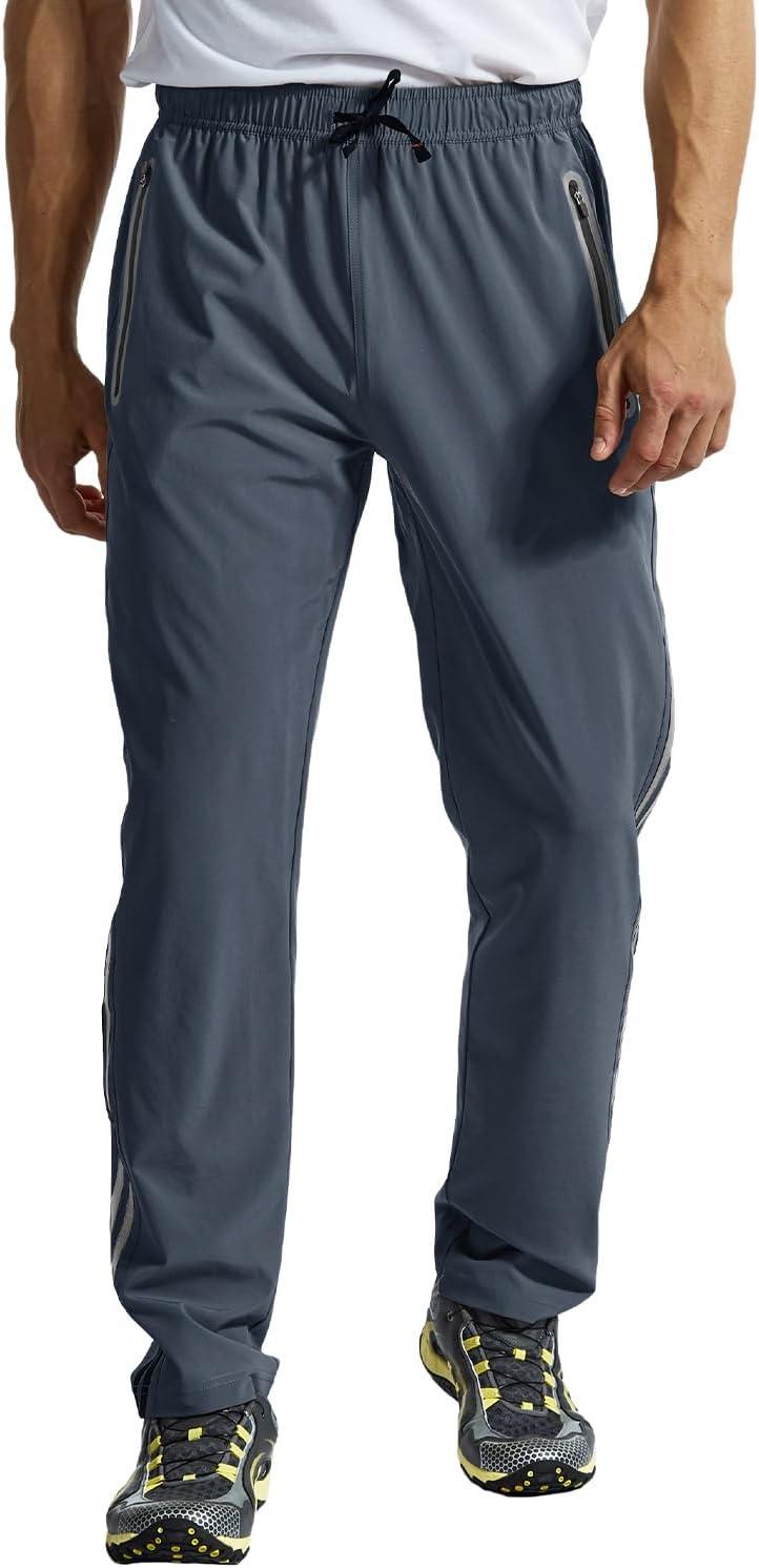 imageTBMPOY Mens Hiking Pants Quick Dry Lightweight Travel Track Running Active Jogger Sweatpants with PocketsB24grey