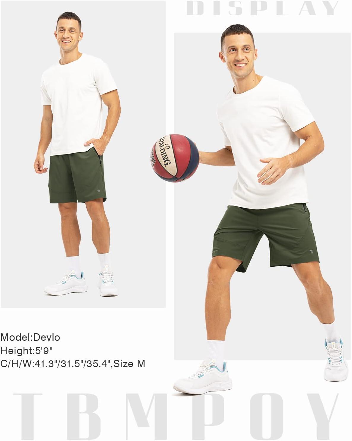 imageTBMPOY Mens Hiking Shorts Lightweight Outdoor Sports Shorts 7quot Quick Dry Athletic Running Gym Shorts with Zipper PocketsArmy Green