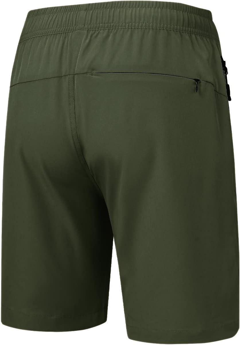 imageTBMPOY Mens Hiking Shorts Lightweight Outdoor Sports Shorts 7quot Quick Dry Athletic Running Gym Shorts with Zipper PocketsArmy Green