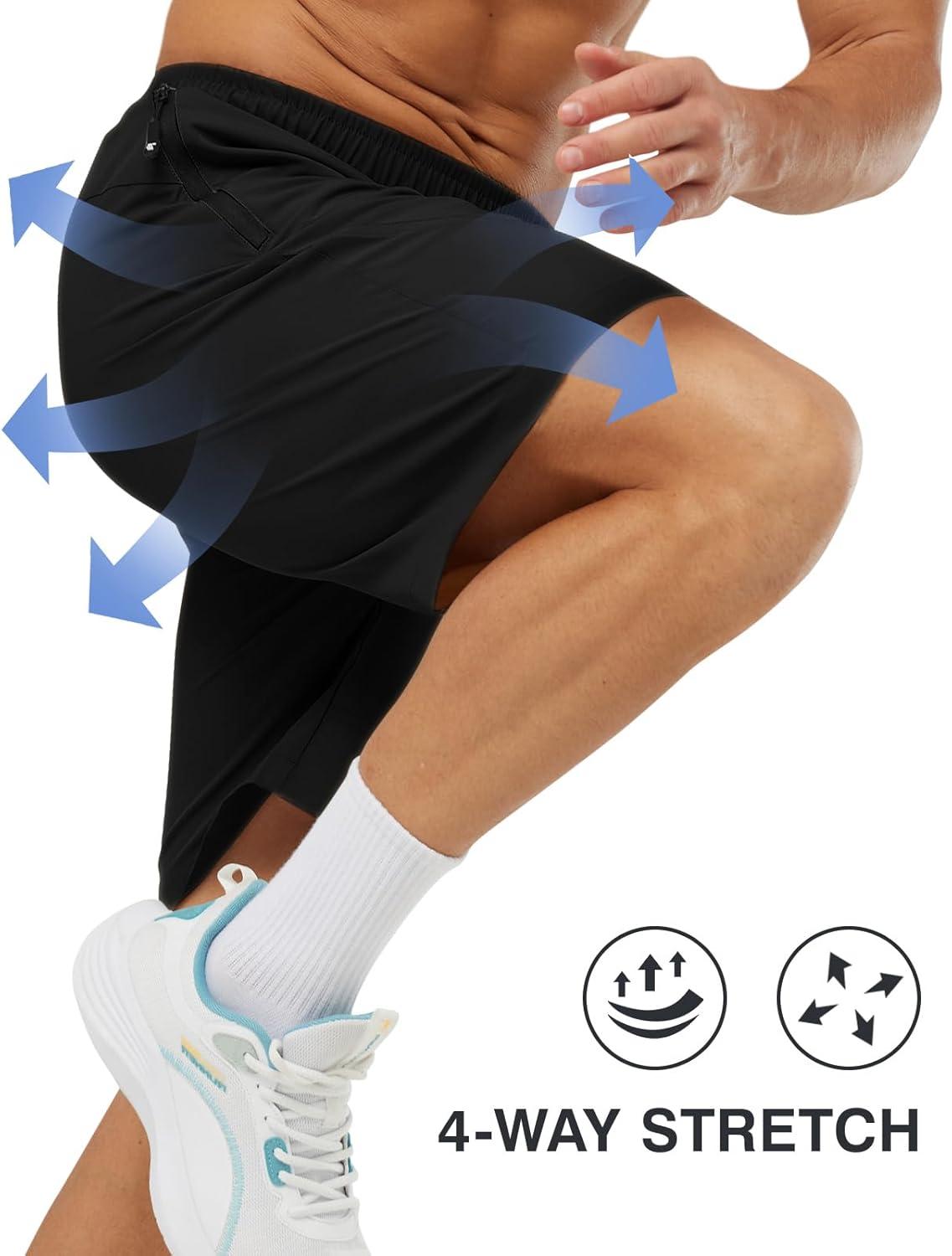 imageTBMPOY Mens Hiking Shorts Lightweight Outdoor Sports Shorts 7quot Quick Dry Athletic Running Gym Shorts with Zipper PocketsBlack